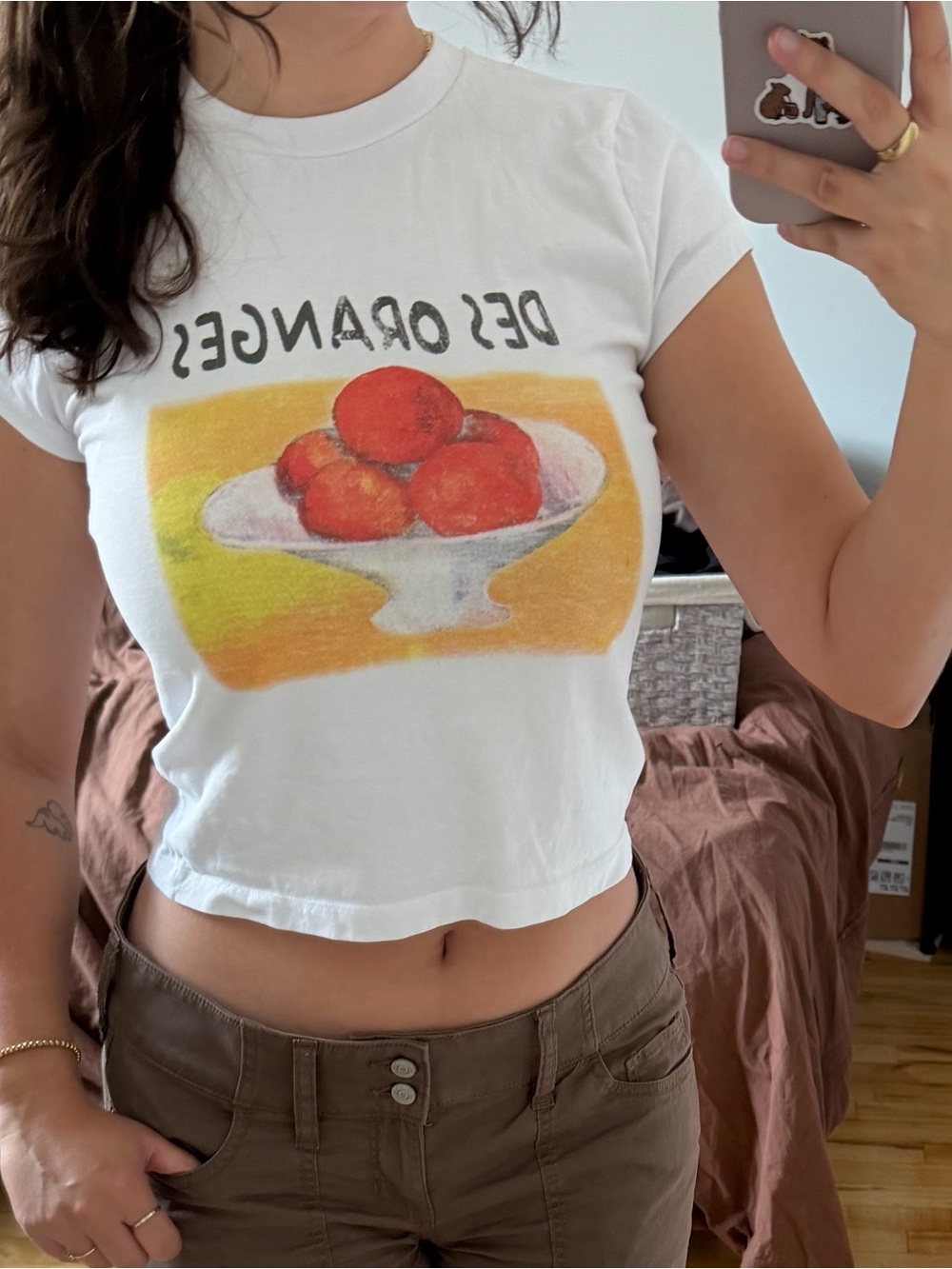 ASOS White Crop Tee with Orange Bowl Graphic